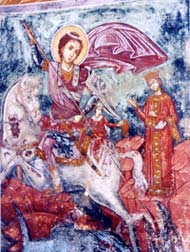 фреска "Святой Георгий поражает змея"