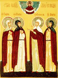 икона святых мучениц пузовских Евдокии, Дарии, Дарии и Марии
